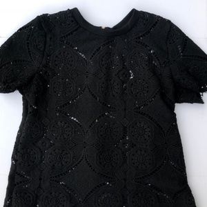 Black embroidered top zippered back